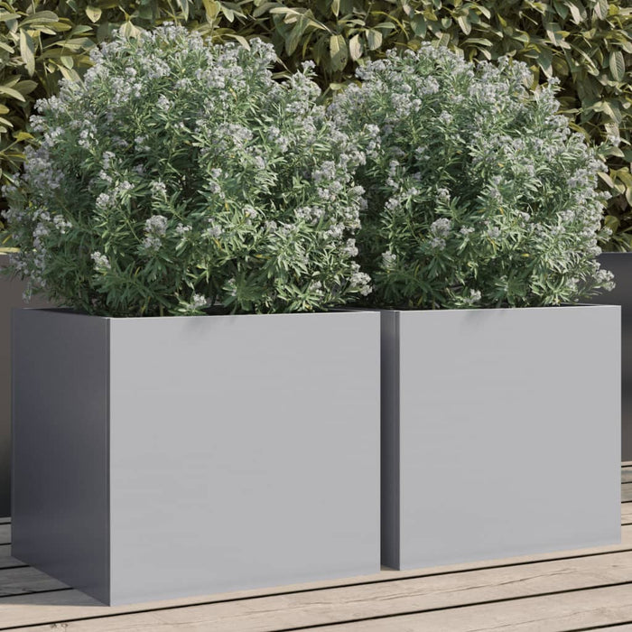 vidaXL Planters 2 pcs Silver 32x30x29 cm Galvanised Steel