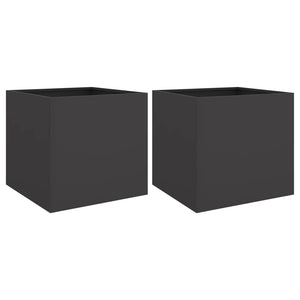 vidaXL Planters 2 pcs Black 42x40x39 cm Steel