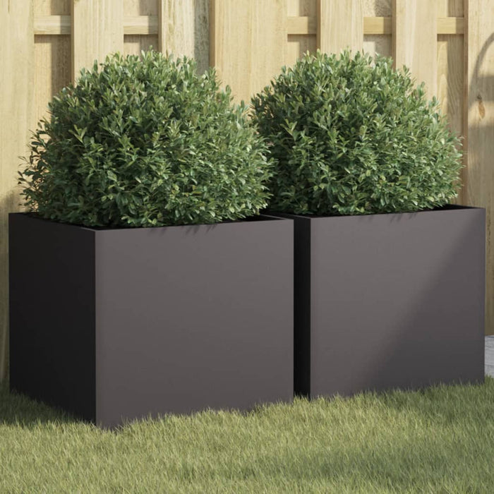 vidaXL Planters 2 pcs Black 42x40x39 cm Steel