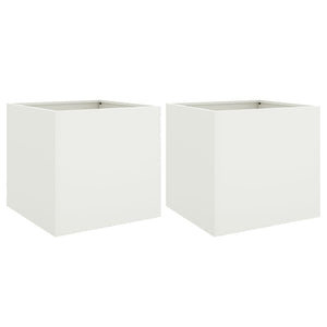 vidaXL Planters 2 pcs White 42x40x39 cm Steel