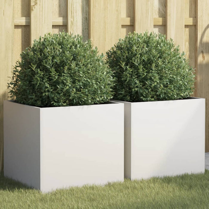 vidaXL Planters 2 pcs White 42x40x39 cm Steel