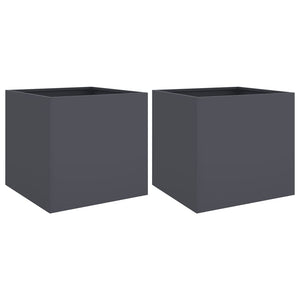 vidaXL Planters 2 pcs Anthracite 42x40x39 cm Steel