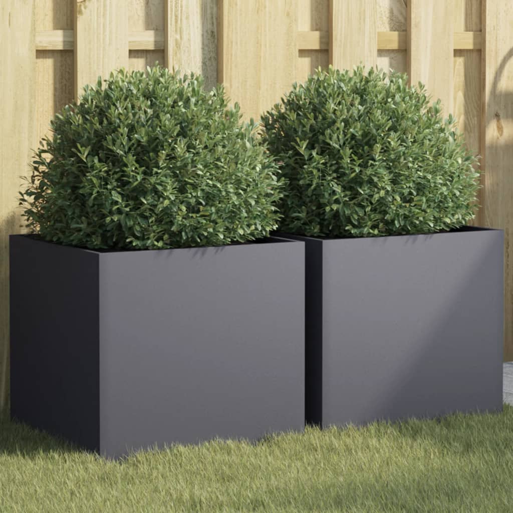 vidaXL Planters 2 pcs Anthracite 42x40x39 cm Steel