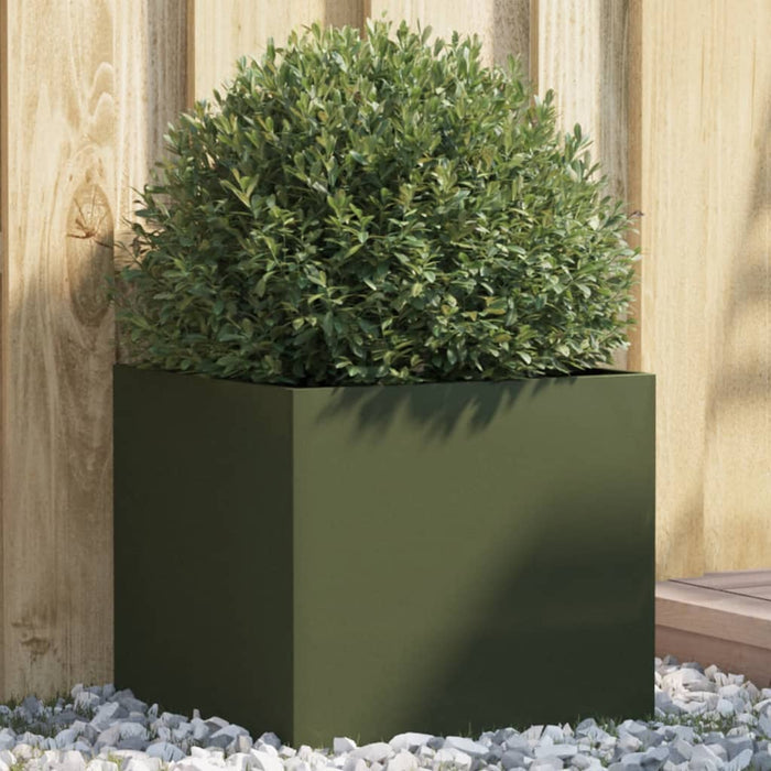 vidaXL Planter Olive Green 42x40x39 cm Cold-rolled Steel