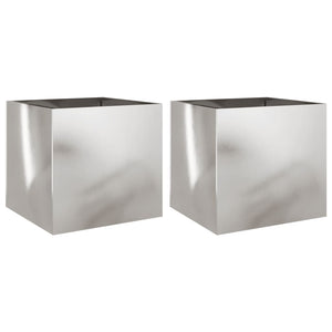 vidaXL Planters 2 pcs Silver 42x40x39 cm Stainless Steel