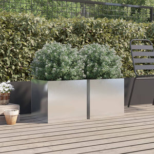 vidaXL Planters 2 pcs Silver 42x40x39 cm Stainless Steel