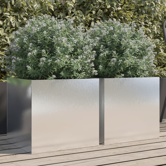 vidaXL Planters 2 pcs Silver 42x40x39 cm Stainless Steel