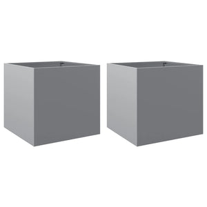 vidaXL Planters 2 pcs Silver 42x40x39 cm Galvanised Steel