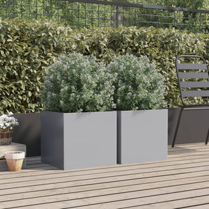 vidaXL Planters 2 pcs Silver 42x40x39 cm Galvanised Steel