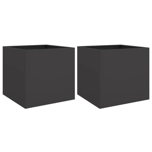 vidaXL Planters 2 pcs Black 49x47x46 cm Cold-rolled Steel