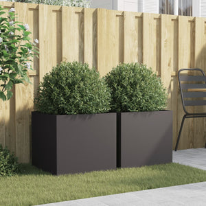 vidaXL Planters 2 pcs Black 49x47x46 cm Cold-rolled Steel