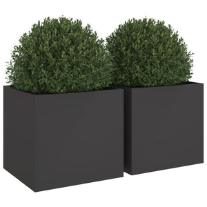 vidaXL Planters 2 pcs Black 49x47x46 cm Cold-rolled Steel