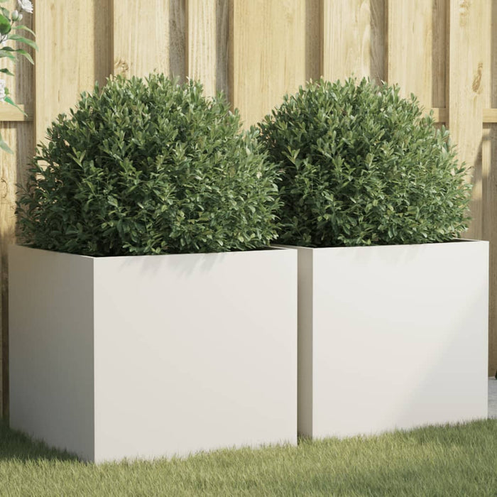 vidaXL Planters 2 pcs White 49x47x46 cm Steel