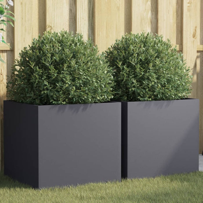 vidaXL Planters 2 pcs Anthracite 49x47x46 cm Cold-rolled Steel