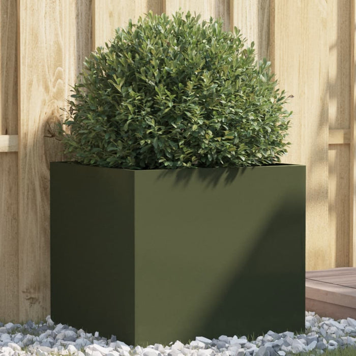 vidaXL Planter Olive Green 49x47x46 cm Cold-rolled Steel