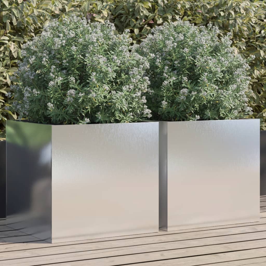 vidaXL Planters 2 pcs Silver 49x47x46 cm Stainless Steel