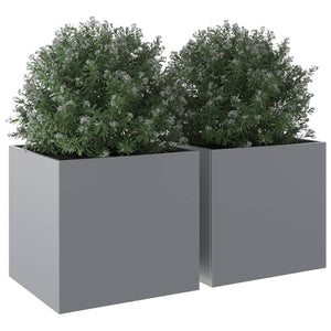 vidaXL Planters 2 pcs Silver 49x47x46 cm Galvanised Steel