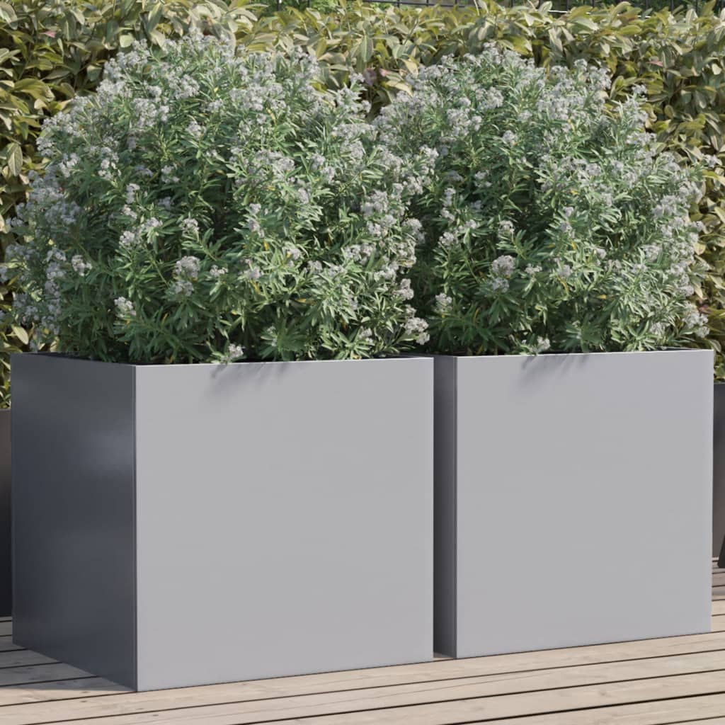 vidaXL Planters 2 pcs Silver 49x47x46 cm Galvanised Steel