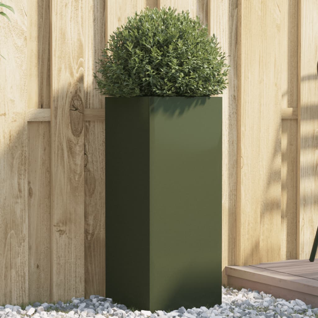 vidaXL Planter Olive Green 32x29x75 cm Steel