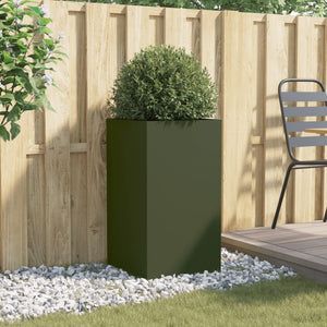 vidaXL Planter Olive Green 42x38x75 cm Cold-rolled Steel