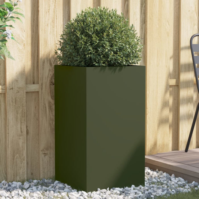 vidaXL Planter Olive Green 42x38x75 cm Cold-rolled Steel