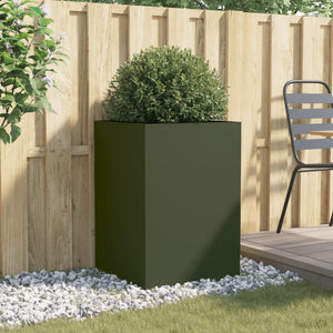 vidaXL Planter Olive Green 52x48x75 cm Cold-rolled Steel