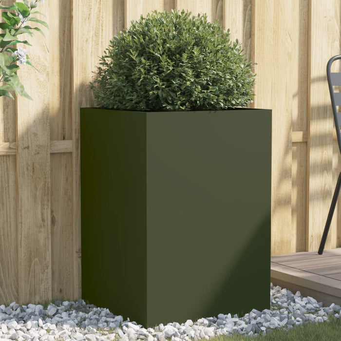 vidaXL Planter Olive Green 52x48x75 cm Cold-rolled Steel