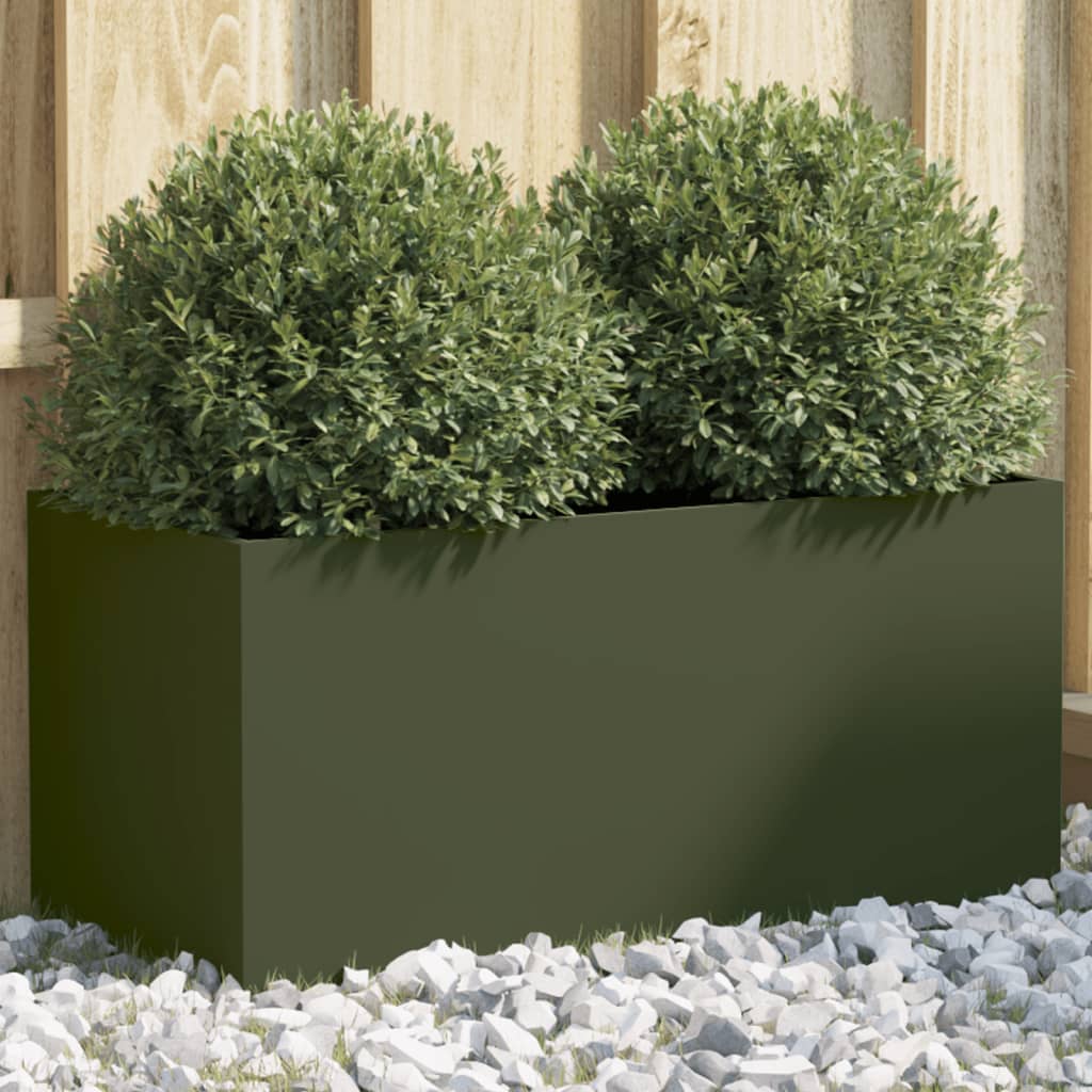 vidaXL Planter Olive Green 62x30x29 cm Steel