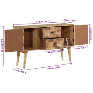 vidaXL Sideboard 110x30x70 cm Solid Wood Mango