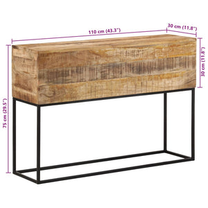 vidaXL Console Table 110x30x75 cm Solid Wood Rough Mango and Iron