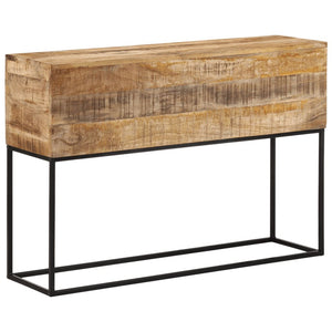 vidaXL Console Table 110x30x75 cm Solid Wood Rough Mango and Iron