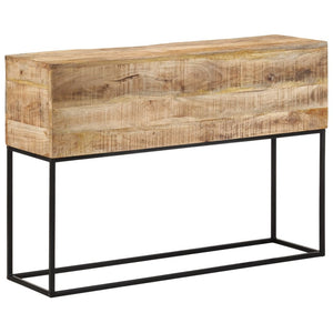 vidaXL Console Table 110x30x75 cm Solid Wood Rough Mango and Iron