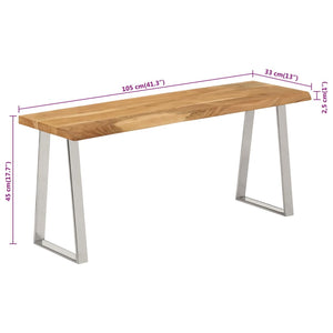 vidaXL Bench with Live Edge 105 cm Solid Wood Acacia