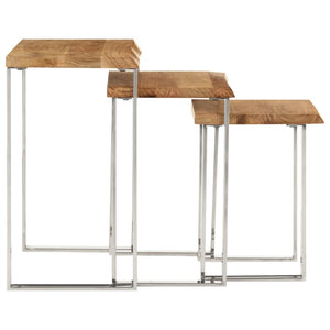 vidaXL Nesting Tables 3 pcs with Live Edge Solid Wood Acacia