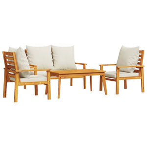 vidaXL 4 Piece Garden Lounge Set with Cushions Solid Wood Acacia