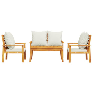 vidaXL 4 Piece Garden Lounge Set with Cushions Solid Wood Acacia