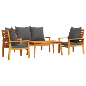 vidaXL 4 Piece Garden Lounge Set with Cushions Solid Wood Acacia