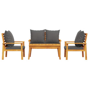 vidaXL 4 Piece Garden Lounge Set with Cushions Solid Wood Acacia