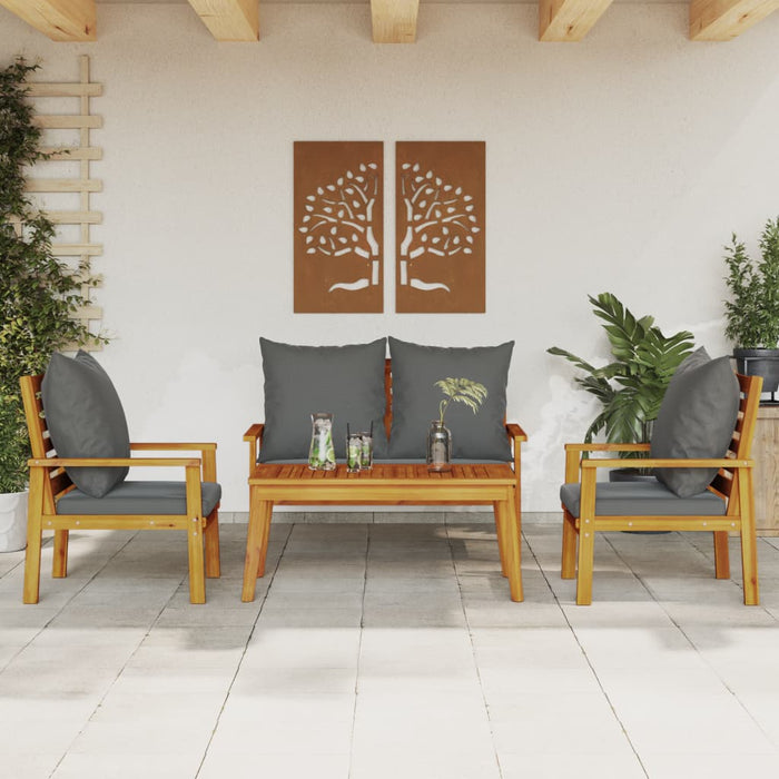 vidaXL 4 Piece Garden Lounge Set with Cushions Solid Wood Acacia