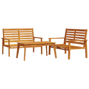 vidaXL 3 Piece Garden Lounge Set Solid Wood Acacia