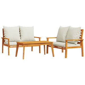 vidaXL 3 Piece Garden Lounge Set with Cushions Solid Wood Acacia