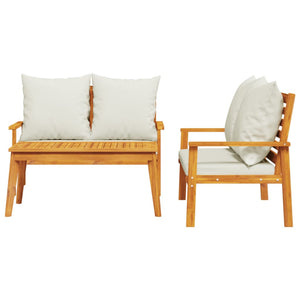 vidaXL 3 Piece Garden Lounge Set with Cushions Solid Wood Acacia