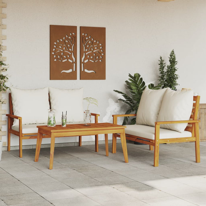 vidaXL 3 Piece Garden Lounge Set with Cushions Solid Wood Acacia