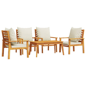 vidaXL 5 Piece Garden Lounge Set with Cushions Solid Wood Acacia