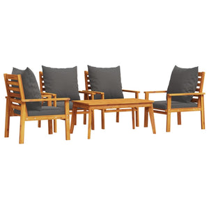 vidaXL 5 Piece Garden Lounge Set with Cushions Solid Wood Acacia