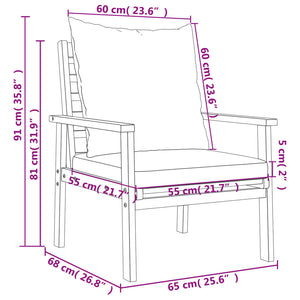 vidaXL 5 Piece Garden Lounge Set with Cushions Solid Wood Acacia