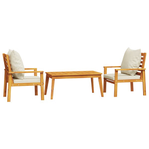 vidaXL 3 Piece Garden Lounge Set with Cushions Solid Wood Acacia