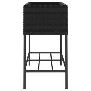 vidaXL Garden Planters with Shelf 2 pcs Black 90x40x75 cm Poly Rattan