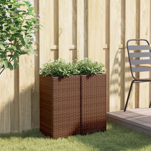 vidaXL Garden Planters 2 pcs Brown 30x30x60 cm Poly Rattan