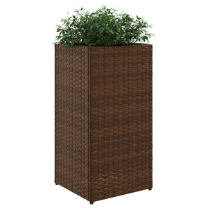 vidaXL Garden Planters 2 pcs Brown 30x30x60 cm Poly Rattan